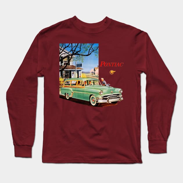 Vintage 1954 Pontiac Chieftain De Luxe Station Wagon Long Sleeve T-Shirt by Drafted Offroad